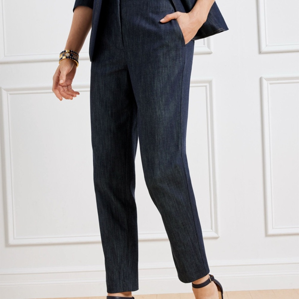 Talbots Navy Cropped Tapered Ankle Pants